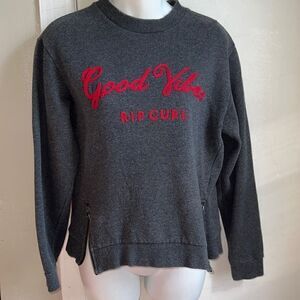 RIP CURL “Good Vibes” Embroidered Dark Grey Sweater-S